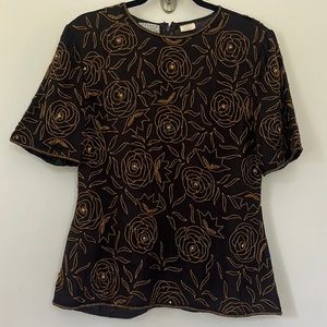 Vintage 100% Silk Beaded Blouse